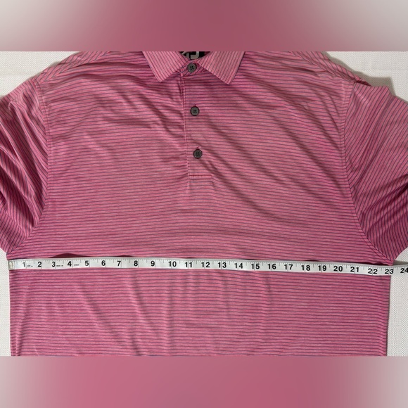FootJoy Lisle Heather Stripe Golf Polo Shirt Pink/Blue Size Medium - Picture 8 of 11